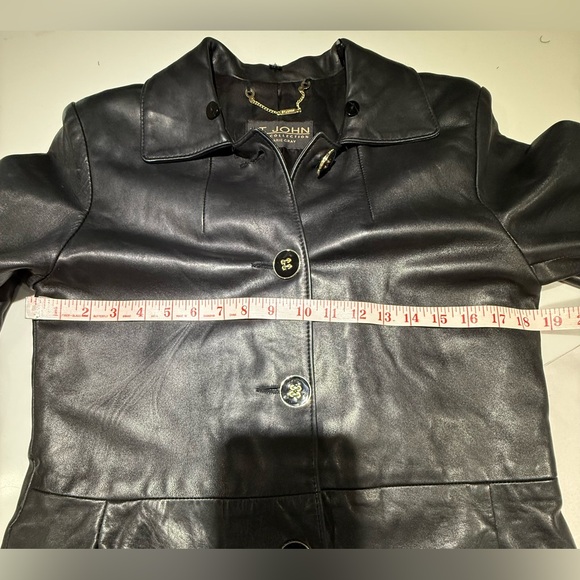🥳🥳ST. JOHN Marie Grey Collection Leather Coat Jacket, Black - Picture 16 of 16